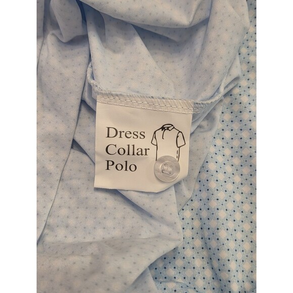 NWOT Collars & Co Featherweight Dress Collar Polo Shirt XL Ocean Key Blue Micro - Picture 6 of 7